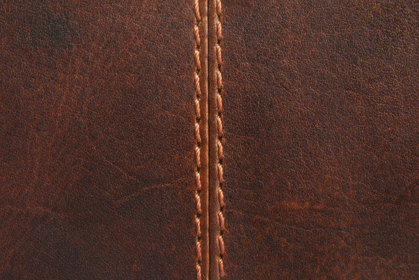 棕色皮革与接缝纹理图片下载