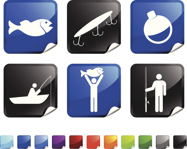 让我们去钓鱼版税免费矢量图标集图片下载