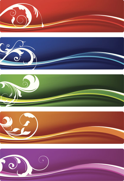 花卉彩色横幅套装图片下载