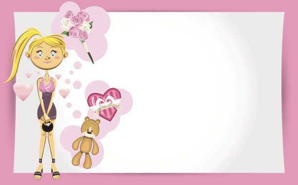 情人节女孩贺卡图片下载