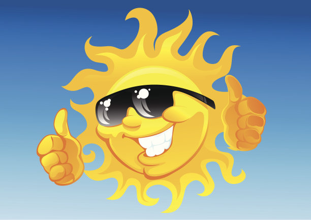 卡通太阳戴着太阳镜图片下载