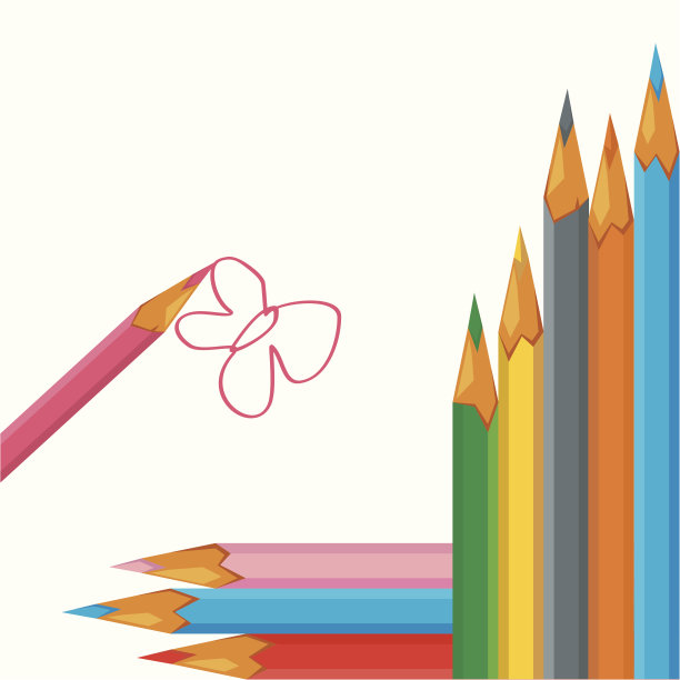 矢量插图与彩色铅笔图片下载