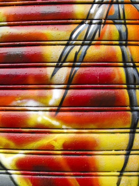 油漆鲜艳的车库门图片下载