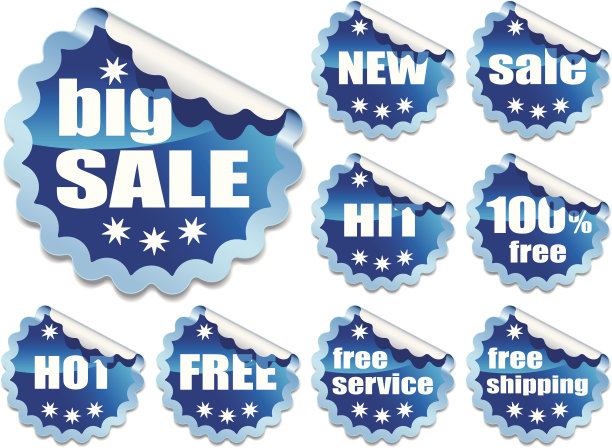 蓝色贴纸图片下载