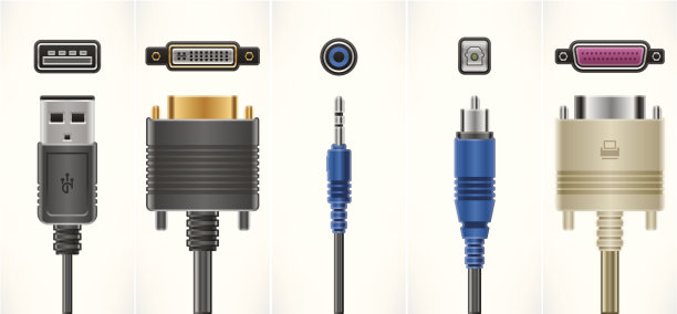 计算机电缆和插头图片下载