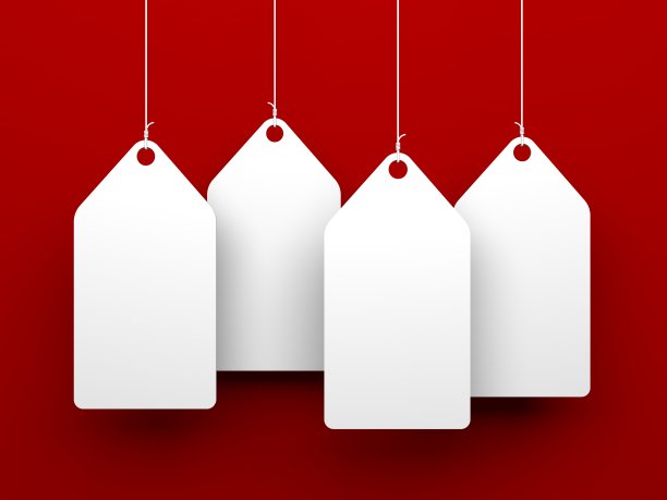 红色背景上的白色标签图片下载