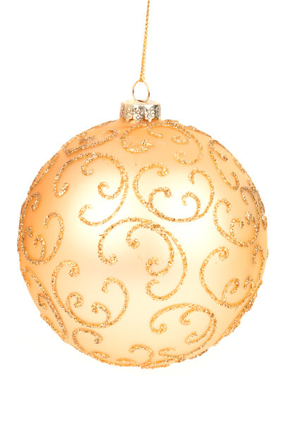 金色的圣诞球，孤立在白色图片下载