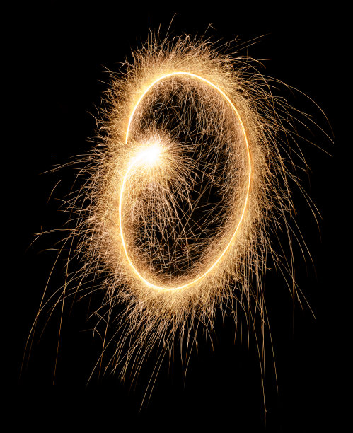 数字0由火花制成图片下载