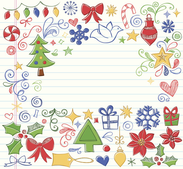 圣诞素描涂鸦图标集图片下载