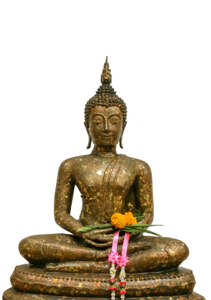 孤立白色背景的金色佛像图片下载