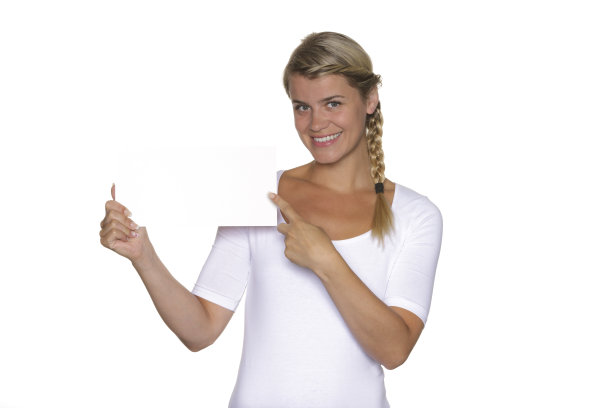 金发女孩展示了一个标牌图片下载