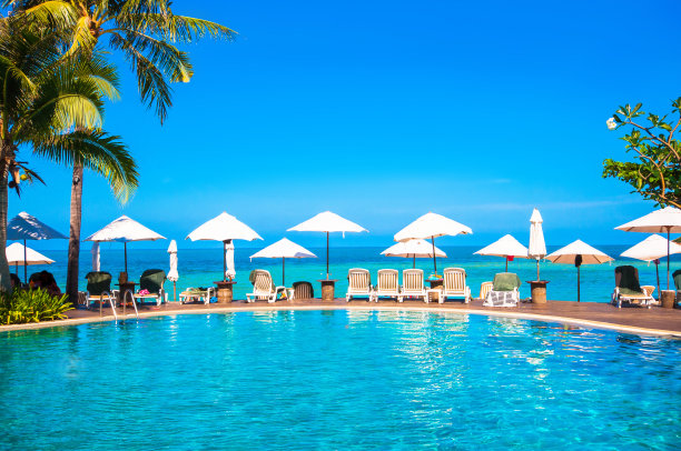 海边的热带泳池图片下载