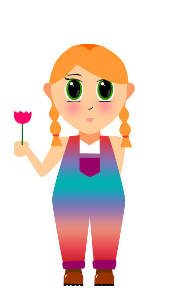 可爱的卡通女孩与花图片下载