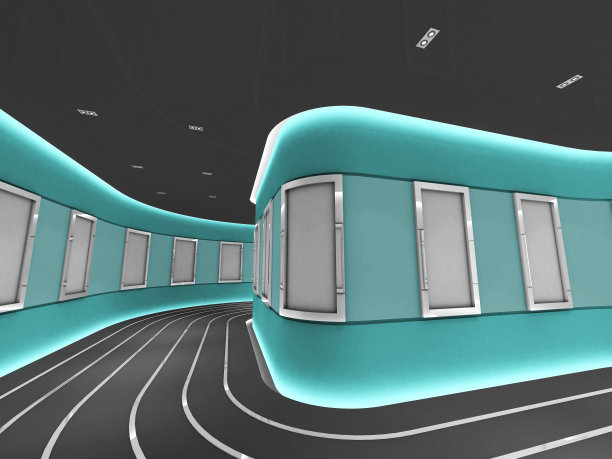 现代画廊隧道里的银色画框图片下载