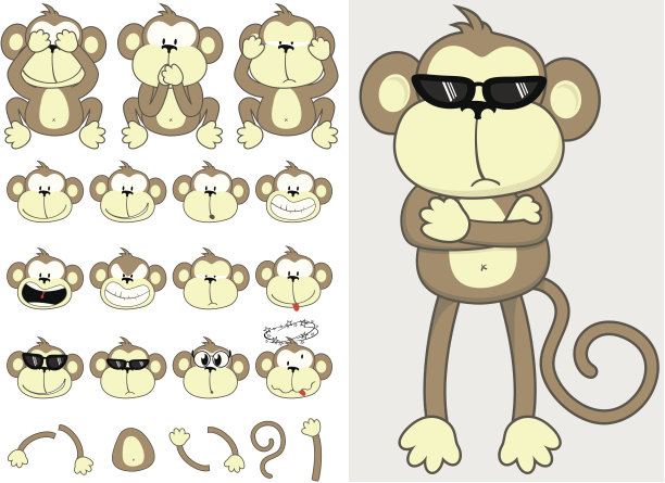 可爱的猴子集图片下载