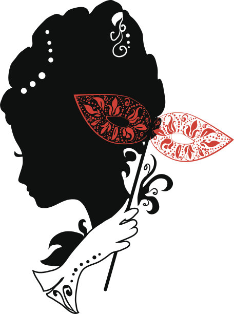 戴着面具和鲜花的女人图片下载