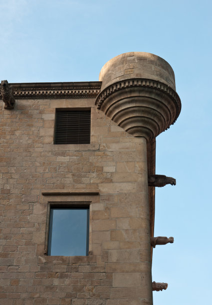 巴塞罗那老城区的装饰屋顶。图片下载