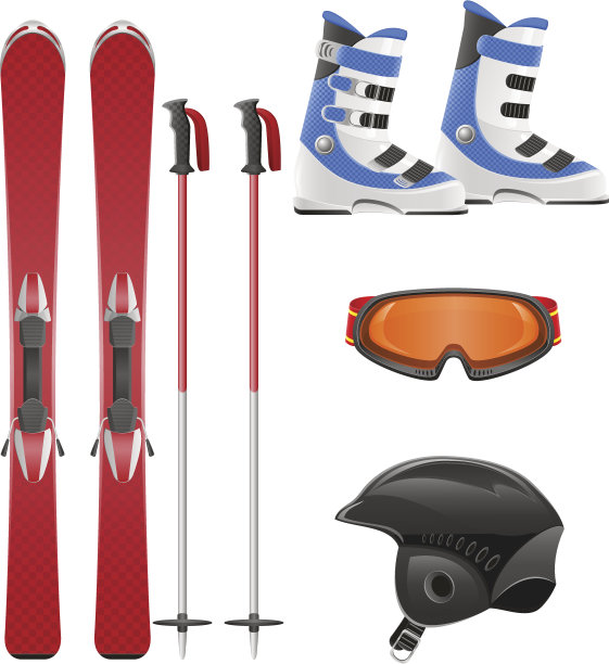 滑雪设备图标设置矢量插图图片下载
