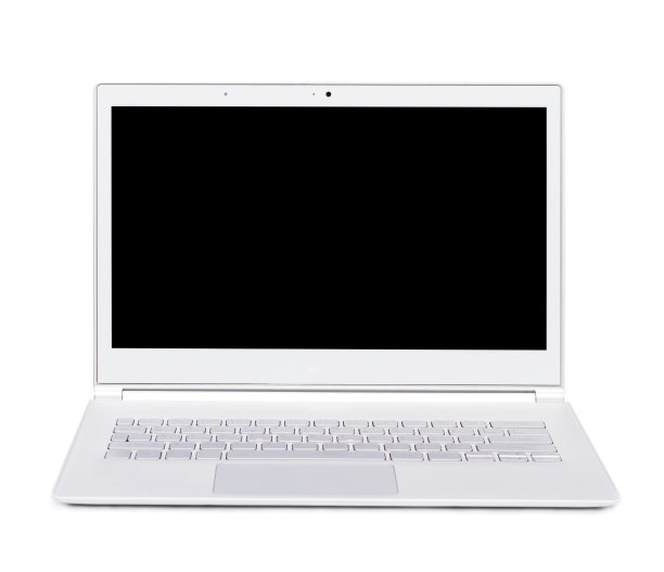 超薄笔记本电脑。孤立。——前视图。图片下载