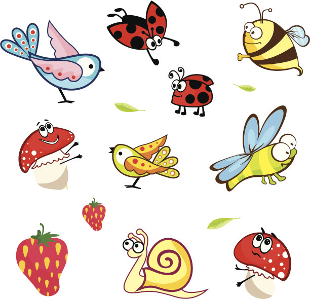 一套有趣的婴儿春季动物图片下载