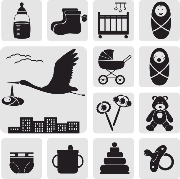 一组婴儿符号，向量。图片下载