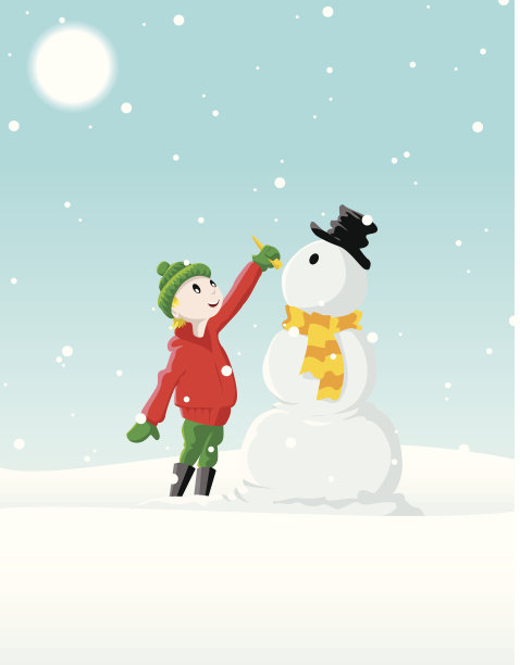 孩子与雪人图片下载