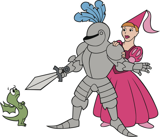 白衣骑士，公主和小龙图片下载