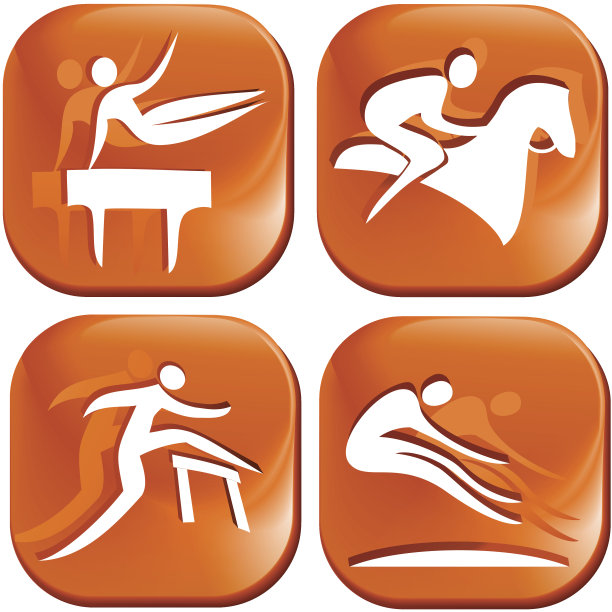 四个橙色运动图标图片下载