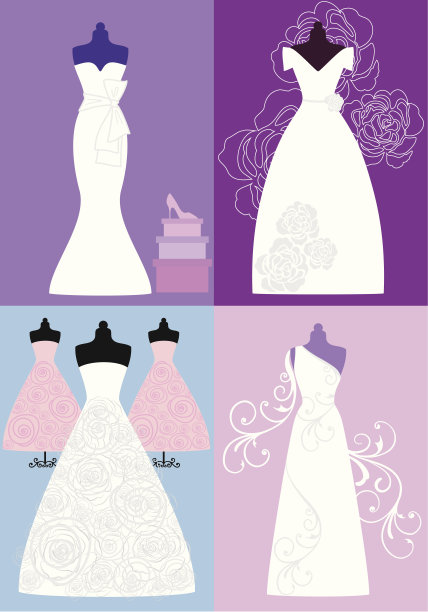 婚纱，新娘礼服，矢量图片下载