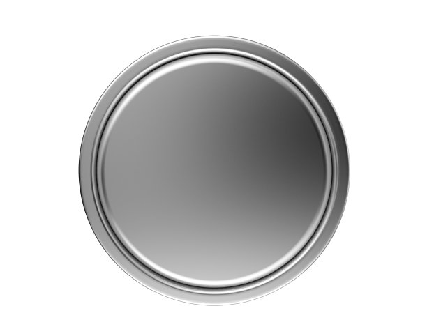 白色背景上的浅灰色圆形金属圆盘图片下载