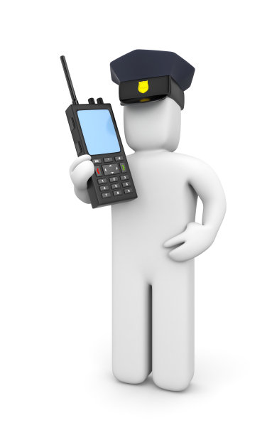 警察携带便携式无线电发射机图片下载