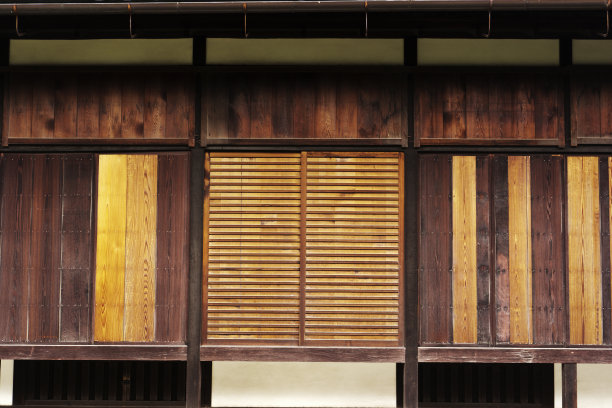 历史悠久的京都皇宫老木门和墙壁细节图片下载