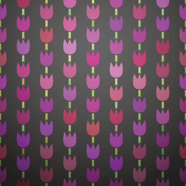 几何深色随机不同的粉红色郁金香花无缝背景图片下载