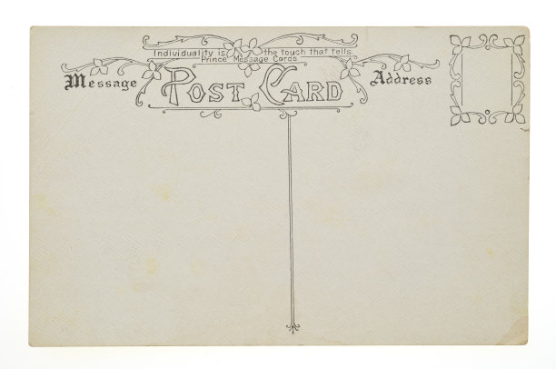 二十世纪早期的老式明信片的背面图片下载