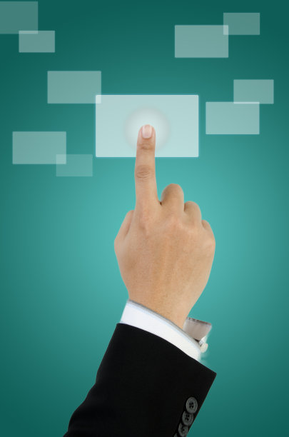 商人手触按钮图片下载