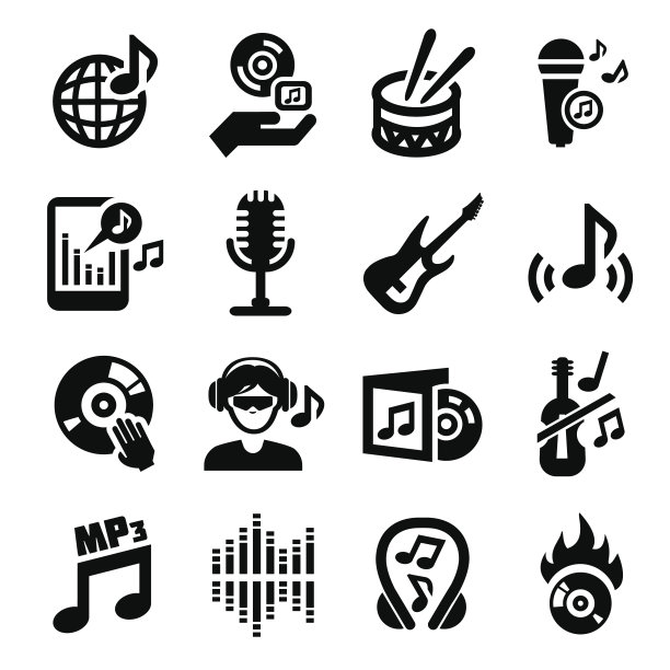 黑白音乐图标图片下载