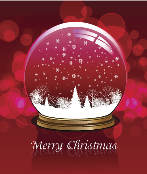 向量雪花玻璃球图片下载