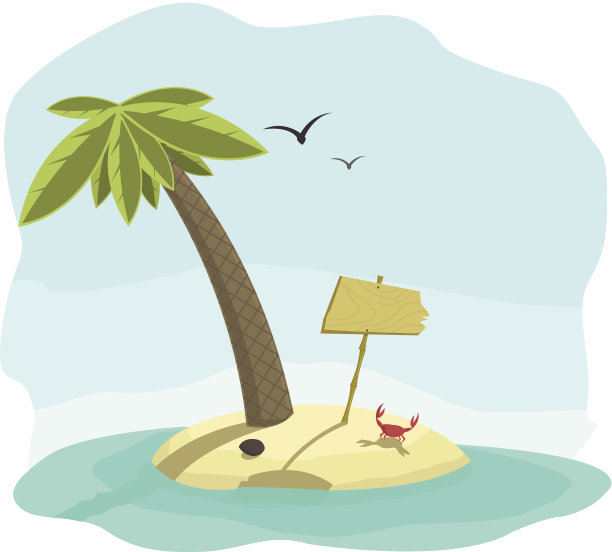 带有招牌的热带岛屿插图图片下载