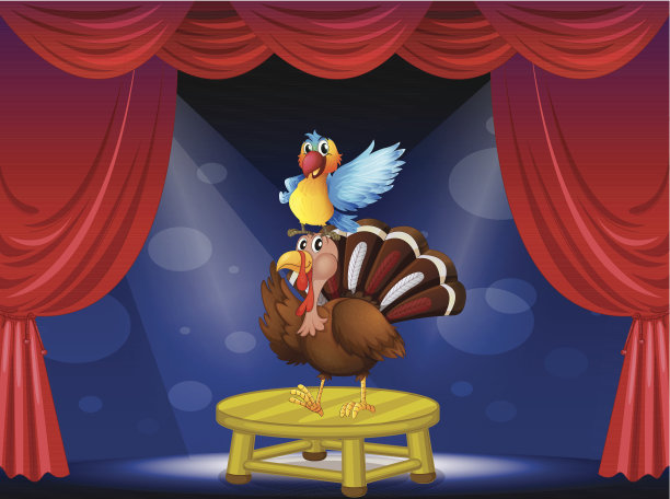 舞台上的鹦鹉和火鸡图片下载