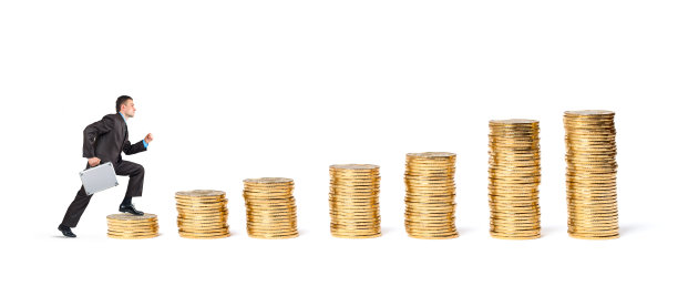 商人拾起金币图片下载