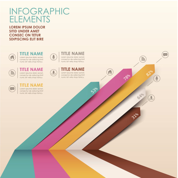 多色3D纸信息图与文本素材图片