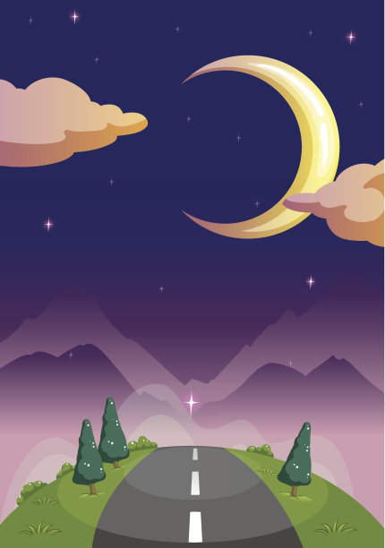 狭窄的道路和星夜图片下载