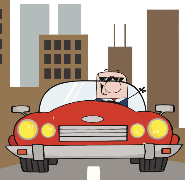 涂鸦商人开着一辆有背景的车图片下载