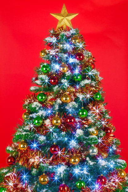 圣诞树红色背景图片下载