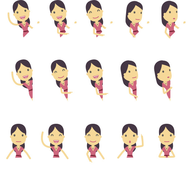 不同姿态的城市人物。简单的平面设计。图片下载