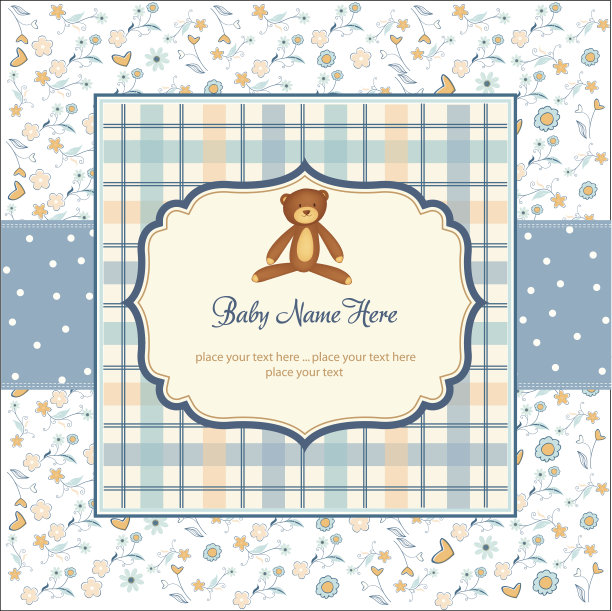 婴儿沐浴卡和泰迪熊玩具图片下载