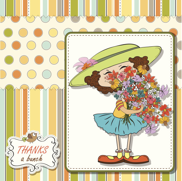 拿着一束花的有趣女孩图片下载