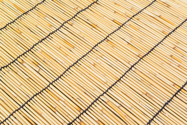 亚洲的黄草席，木质纹理图片下载