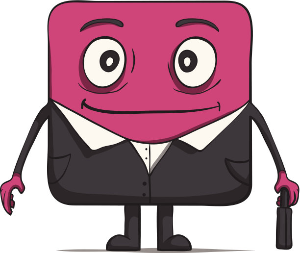 穿着西装的滑稽方块商人。广场的性格。矢量图图片下载