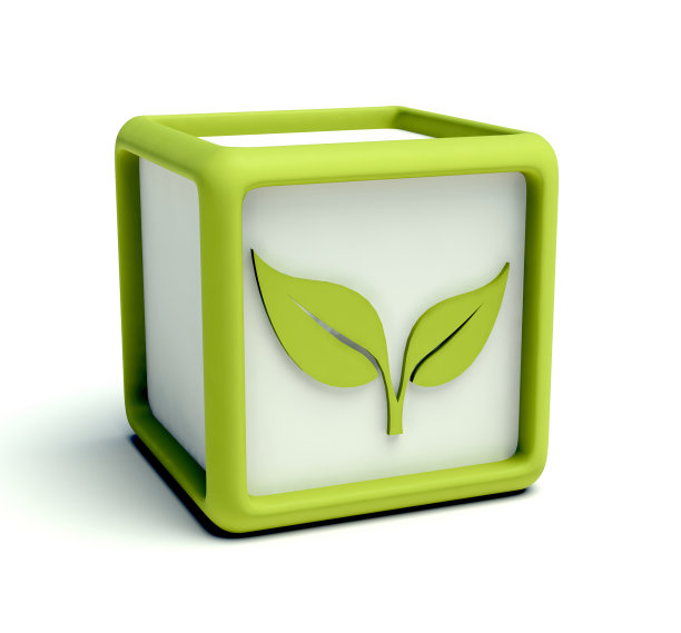 绿色环保叶片立方体图片下载